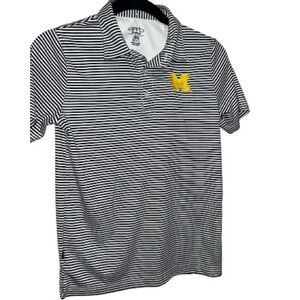 Garb Michigan Wolverines Polo Shirt Youth Large 9-10 Striped Golf Shirt